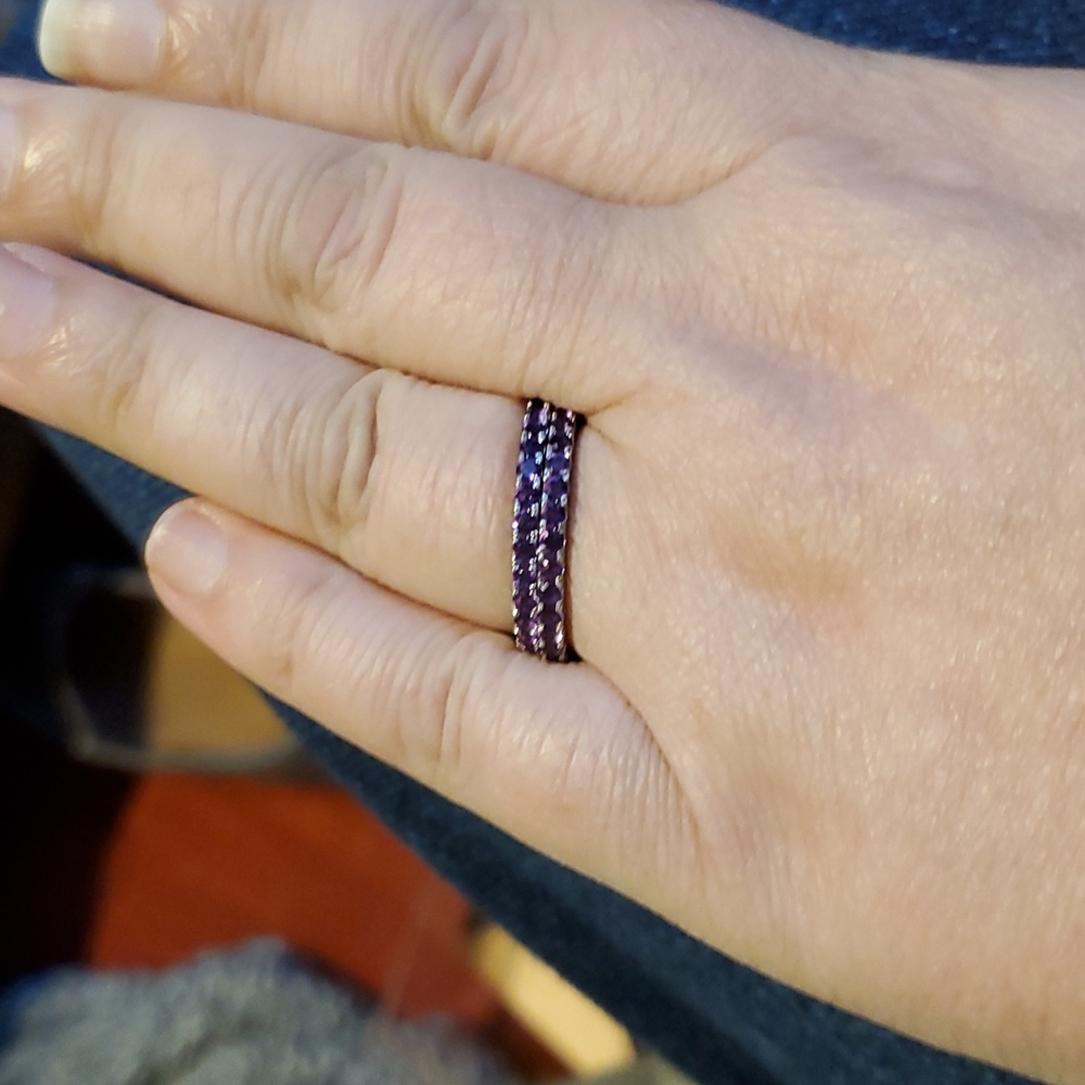 2 amethyst stackable silver rings - Picture 3 of 3